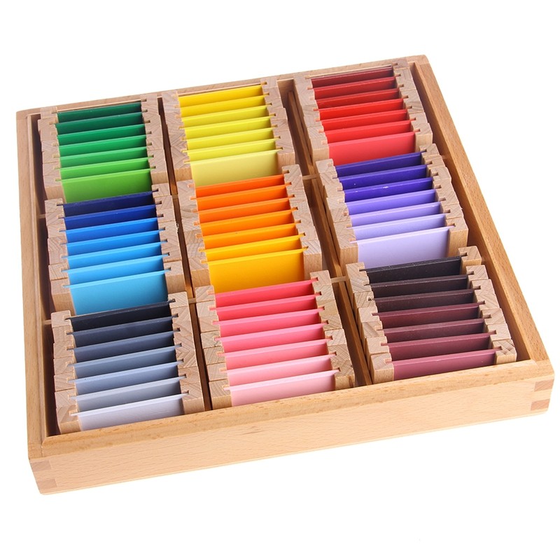 Boîte Tablettes de Couleurs Montessori N°3 avec 63 pièces colorées
