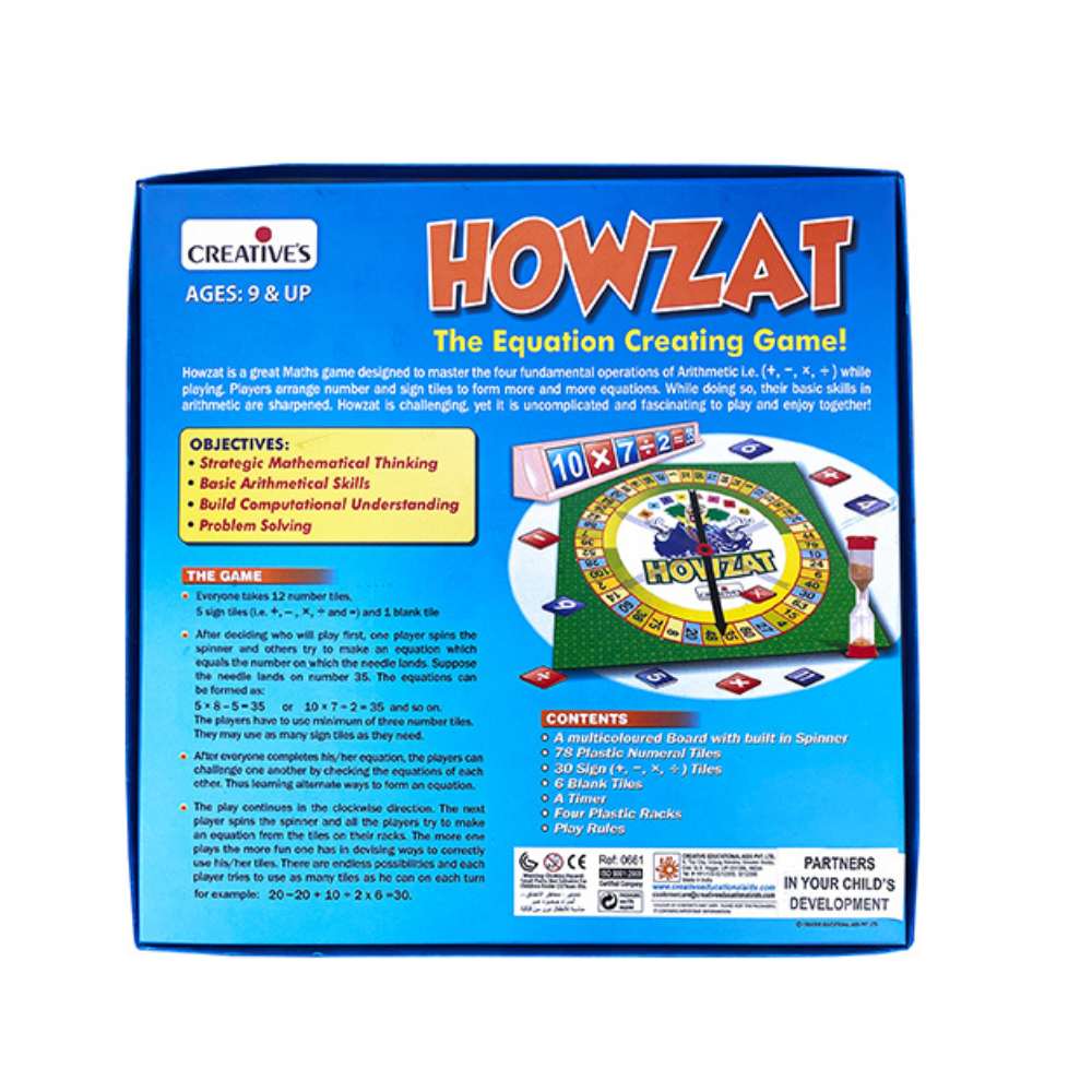 Carreaux de chiffres et signes mathématiques du jeu Howzat