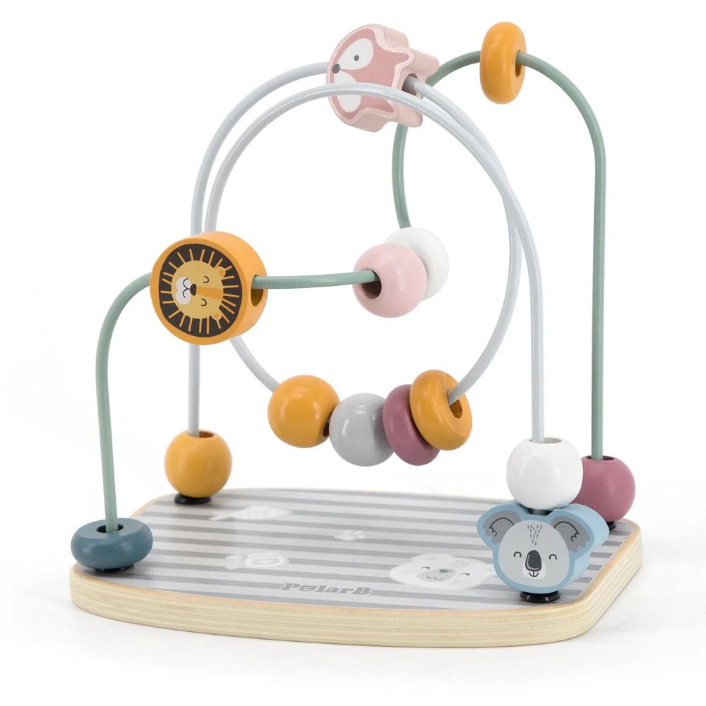 Chemin de perles Montessori en bois coloré pour éveil motricité fine