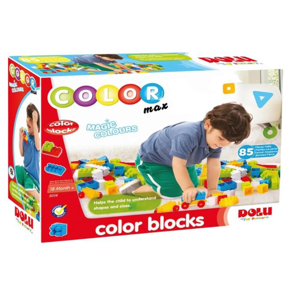 85 briques Maxi Color Block en couleurs vives pour enfants à partir de 18 mois