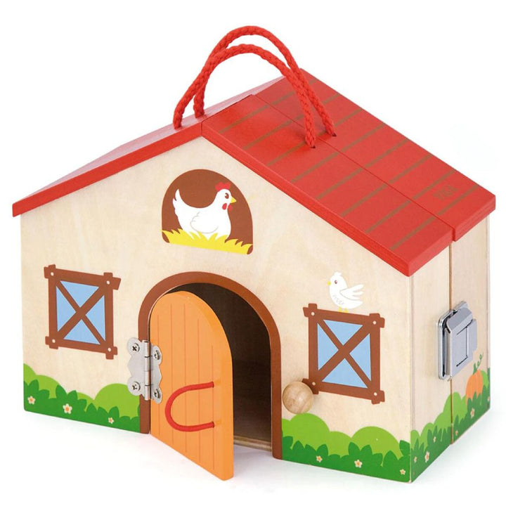 Couverture en bois naturel d’un jeu de ferme éducatif