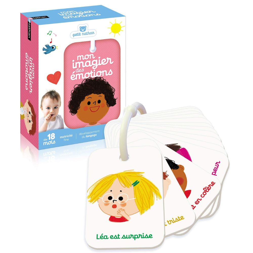 Détail des cartes émotions Nathan sur anneau pour enfant dès 18 mois