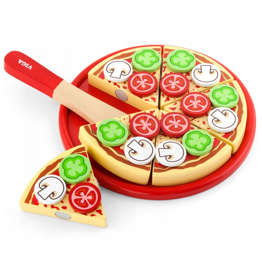 Pizza à Découper en Bois Viga Toys - Jouet d'Imitation Montessori