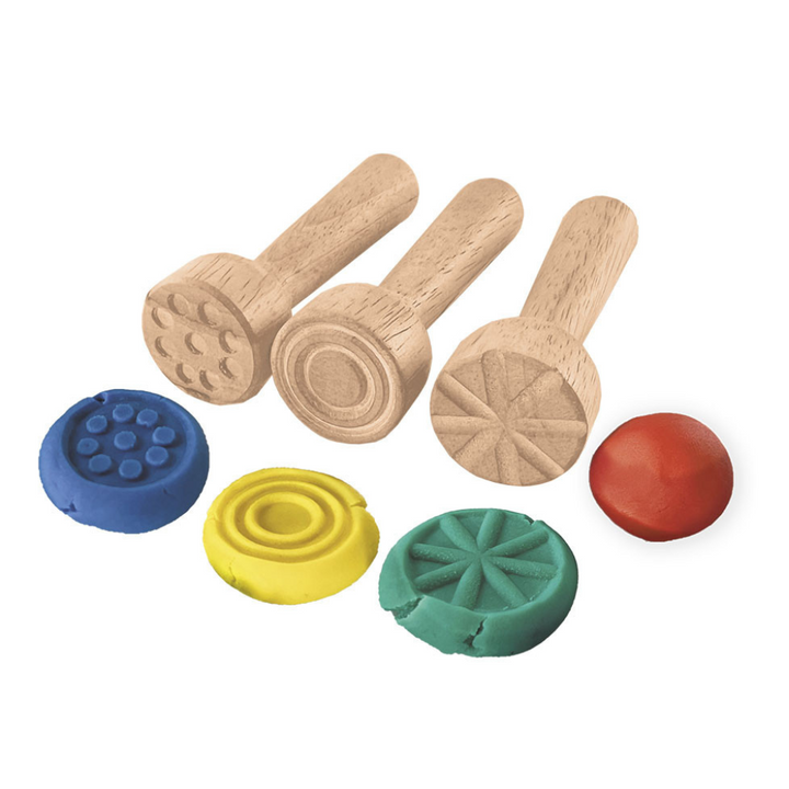 Tampon en bois forme cercle pour pâte à modeler