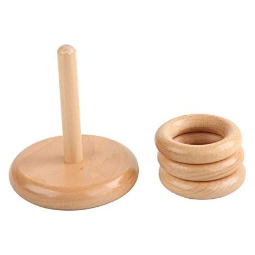 Jeu d'Empilement Montessori - 3 Anneaux en Bois Premier Éveil