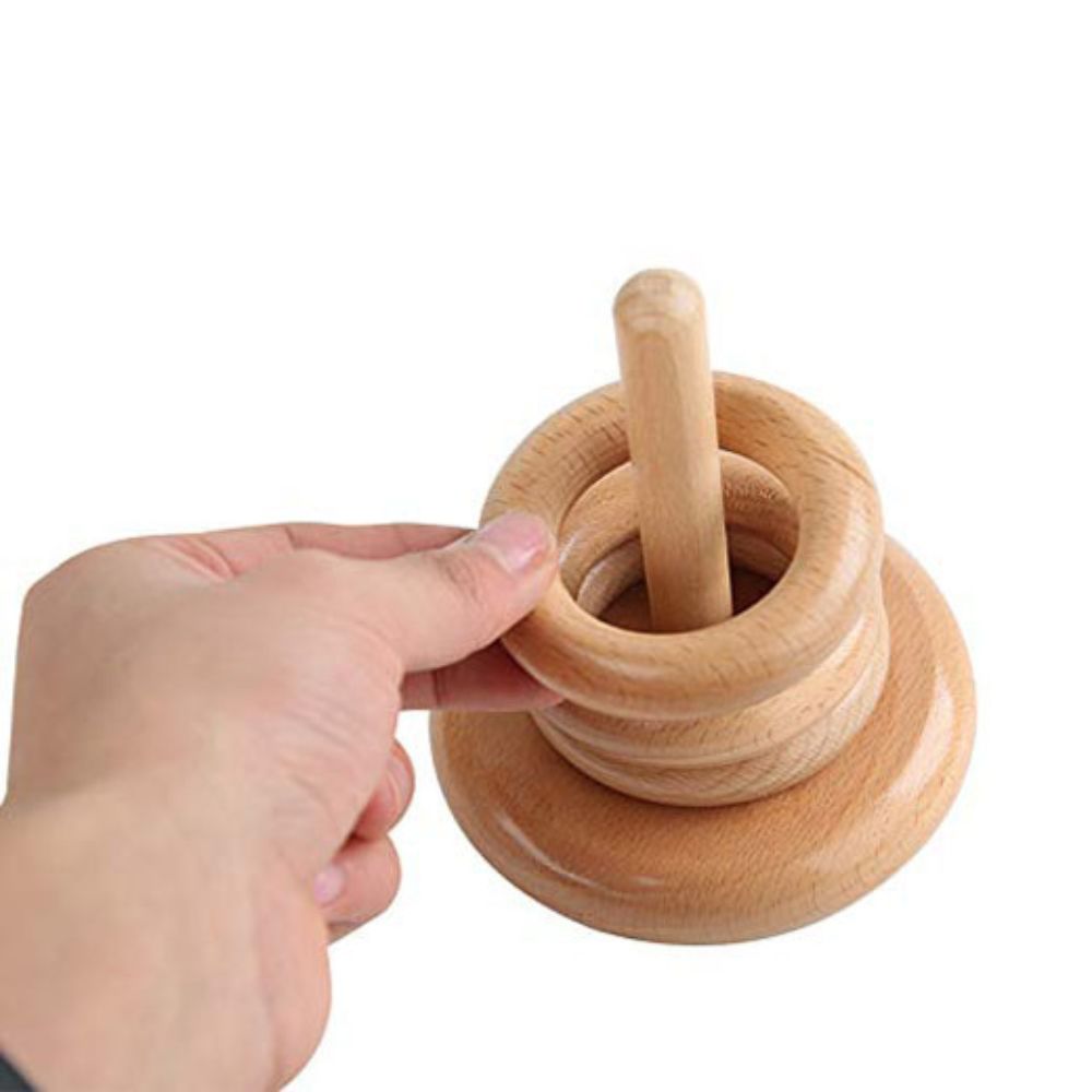 Jeu d'Empilement Montessori - 3 Anneaux en Bois Premier Éveil