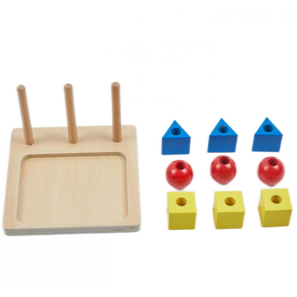 Jeu d'Empilage Montessori: Formes Géométriques sur Tiges - Dès 18 Mois