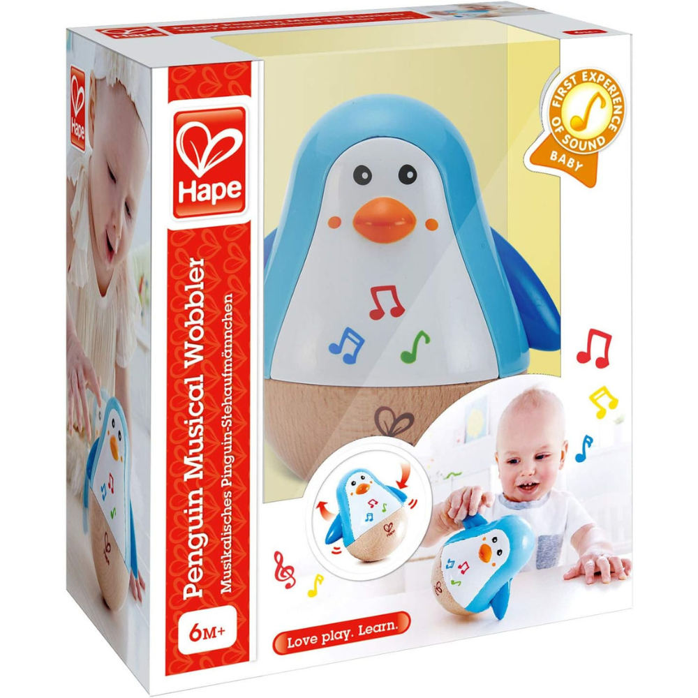Pingouin Culbuto Musical Hape: Jouet d'Éveil Sensoriel Bébé dès 6 Mois