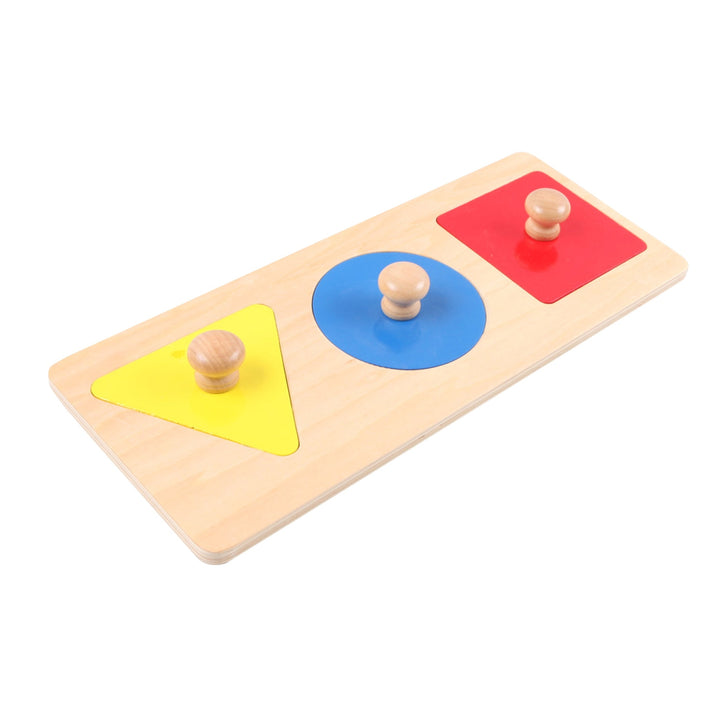 Puzzle Montessori en bois avec un carré, un disque et un triangle pour enfants