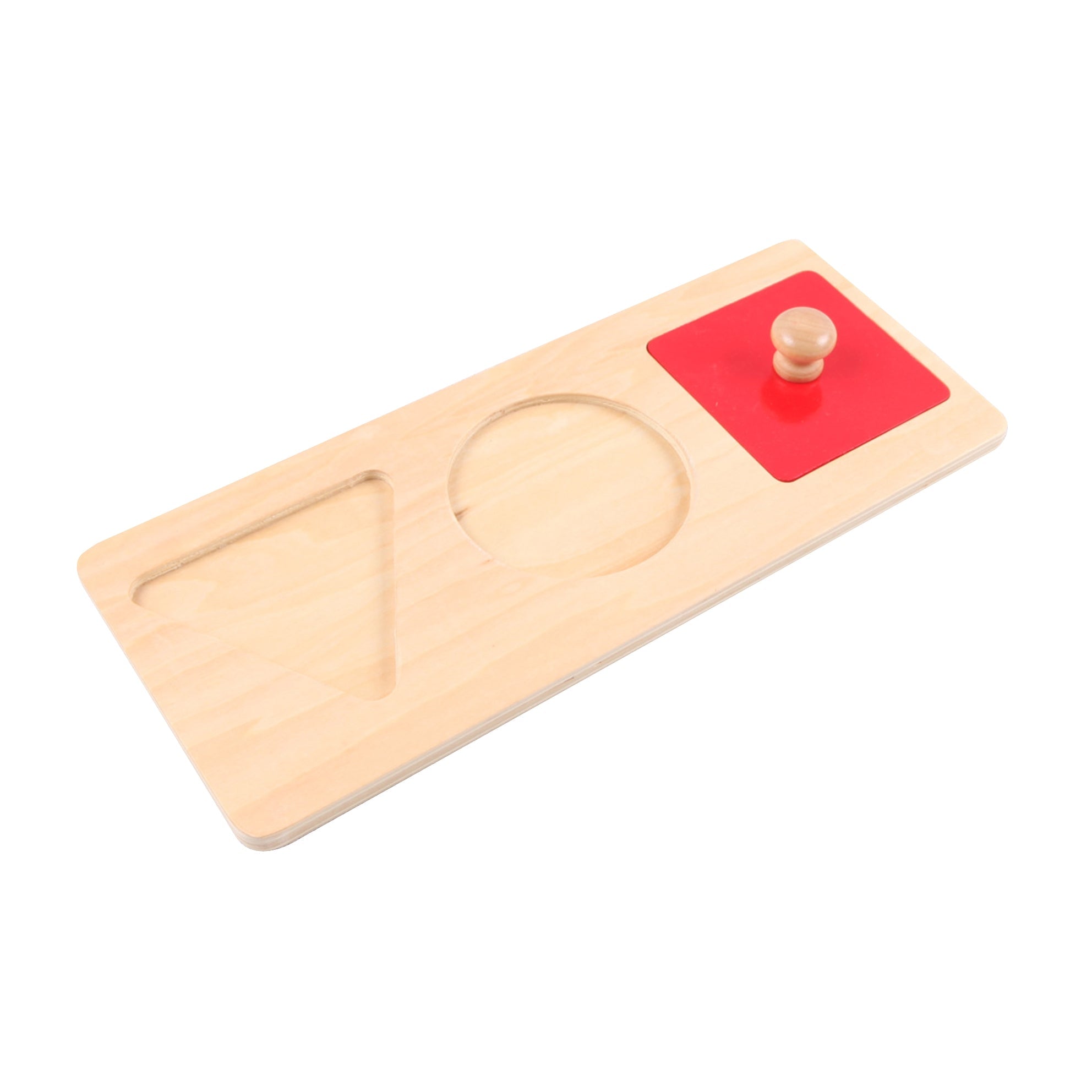 Vue d'ensemble du puzzle de 3 formes géométriques en bois