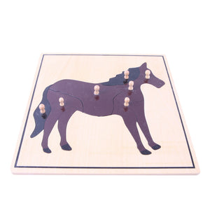 Puzzle en bois cheval Montessori 7 pièces avec boutons de préhension