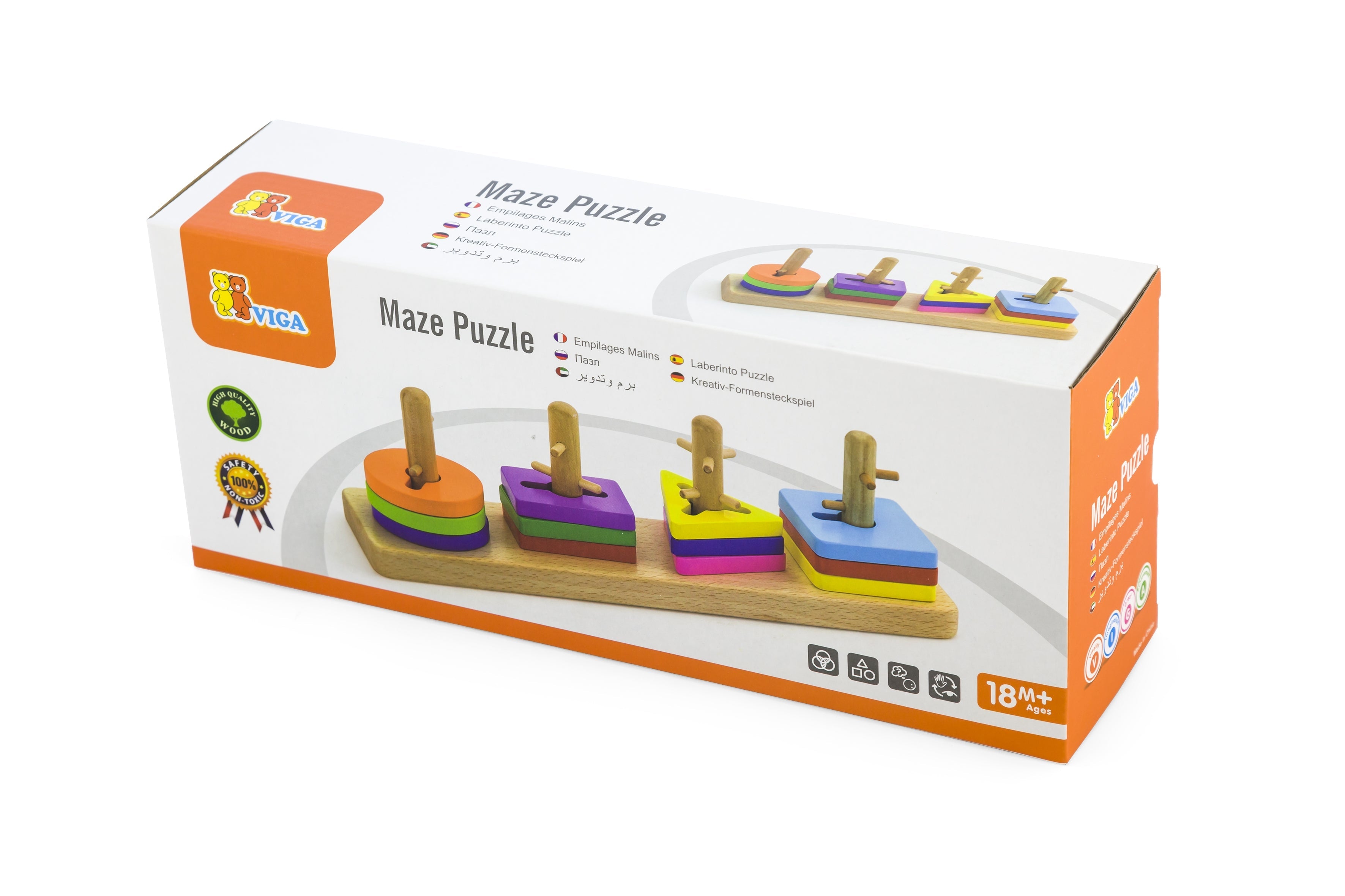 Labyrinthe d'Encastrement Montessori 4 Tiges en Bois - Viga Toys