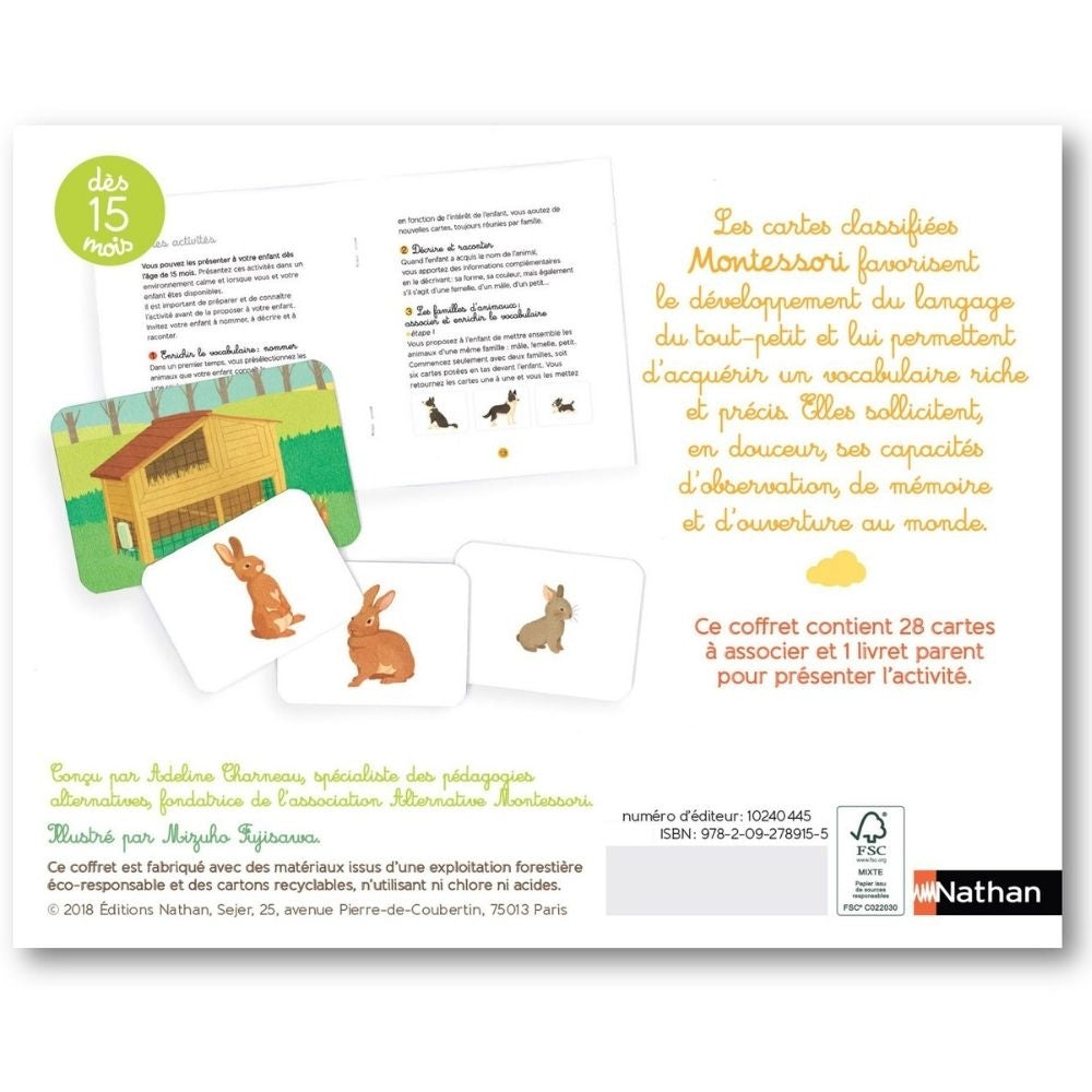 Cartes éducatives Montessori pour apprendre le vocabulaire des animaux