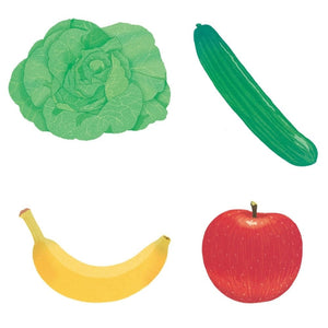 Vue d'ensemble du contenu du coffret Montessori fruits et légumes