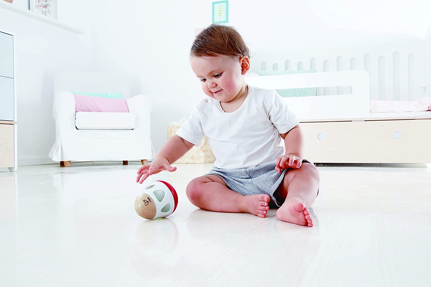 Hochet Basculo à Clochette en Bois - Jouet d'Éveil Bébé Montessori