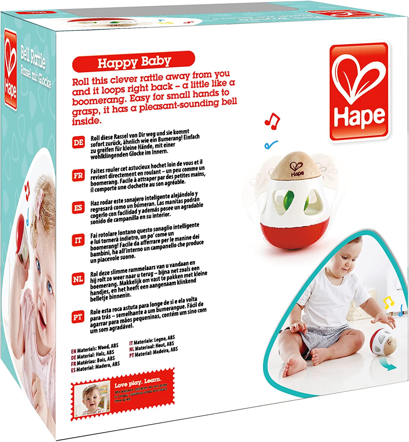 Hochet Basculo à Clochette en Bois - Jouet d'Éveil Bébé Montessori