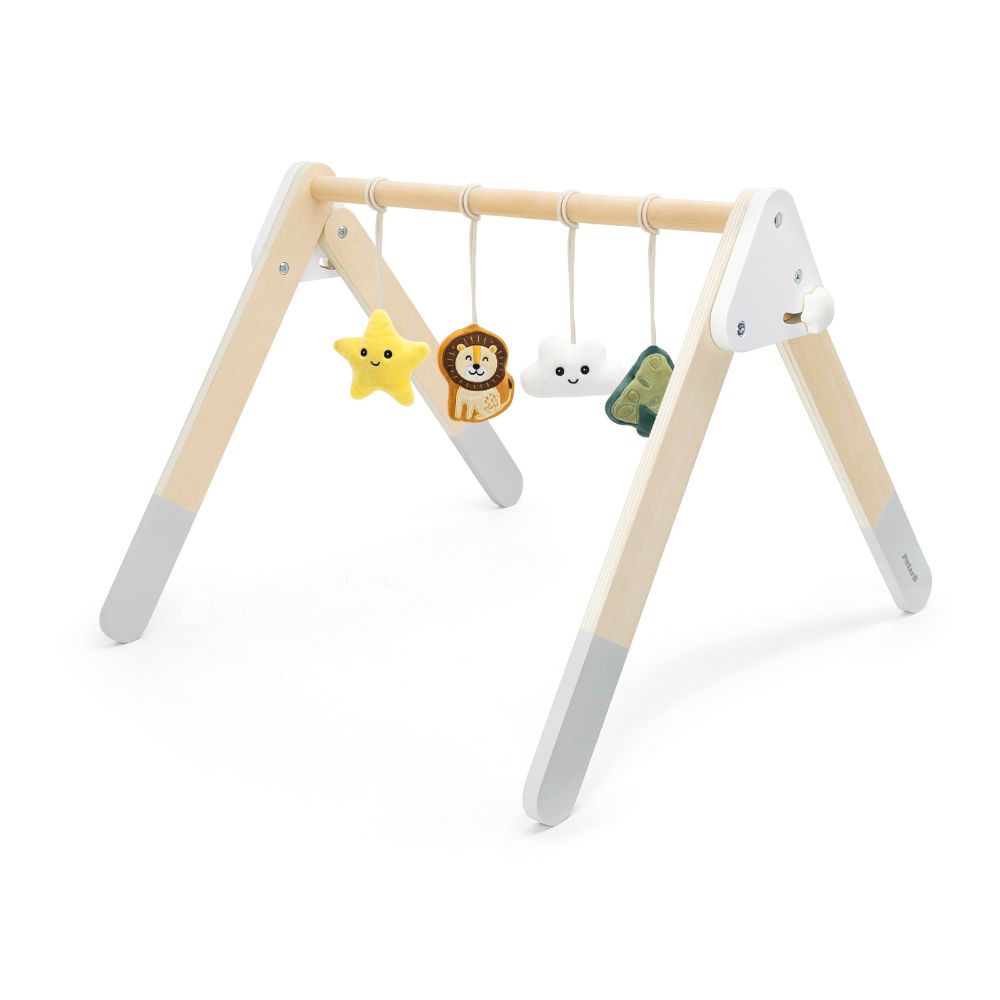 Arche d'éveil en bois massif avec accessoires suspendus pour bébé