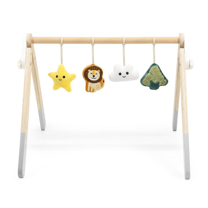 Détail des jouets sensoriels amovibles du portique d'activités