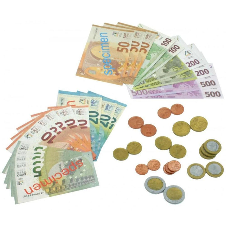Ensemble de billets et pièces euros factices réalistes