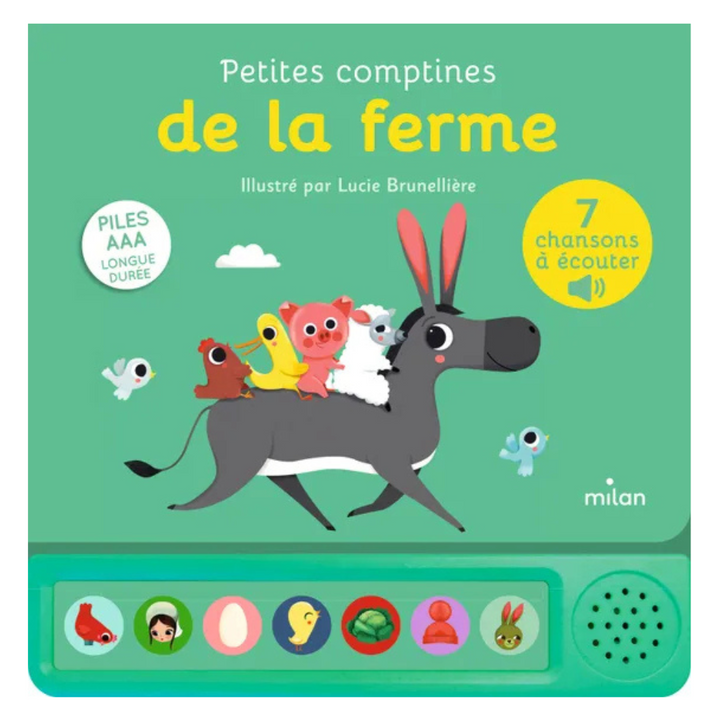 Livre sonore Petites comptines de la ferme pour éveil musical bébé 1 an