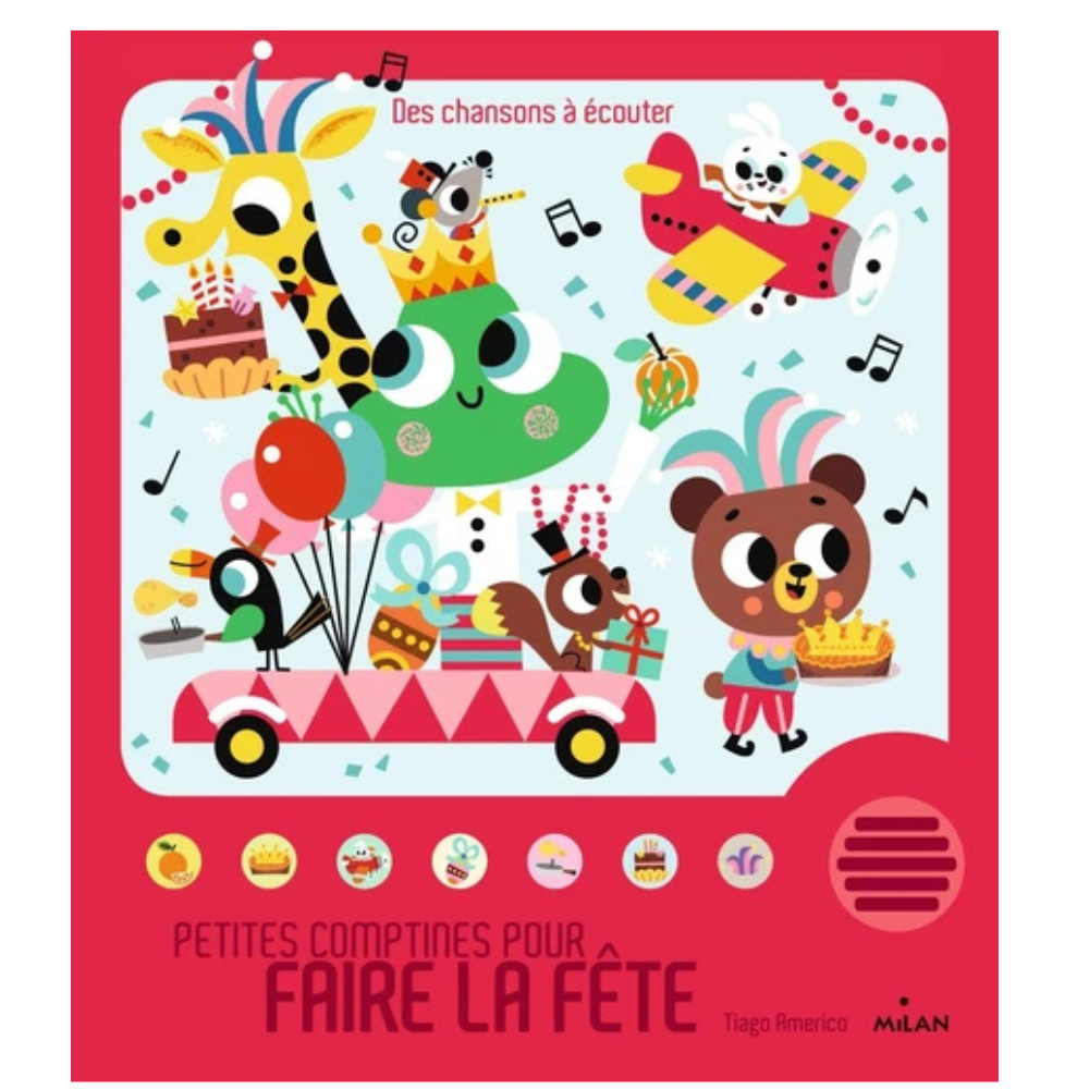 Couverture du livre sonore Petites Comptines pour faire la fête Milan Jeunesse