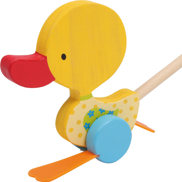 Canard à pousser en bois coloré Tine pour enfant 18 mois