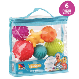 Lot de 6 balles sensorielles multicolores aux textures variées pour bébé