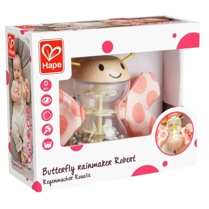 Bâton de pluie en bois forme papillon Robert pour éveil bébé
