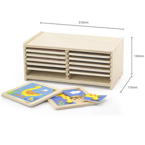 Vue d'ensemble des 12 puzzles éducatifs colorés pour tout-petits