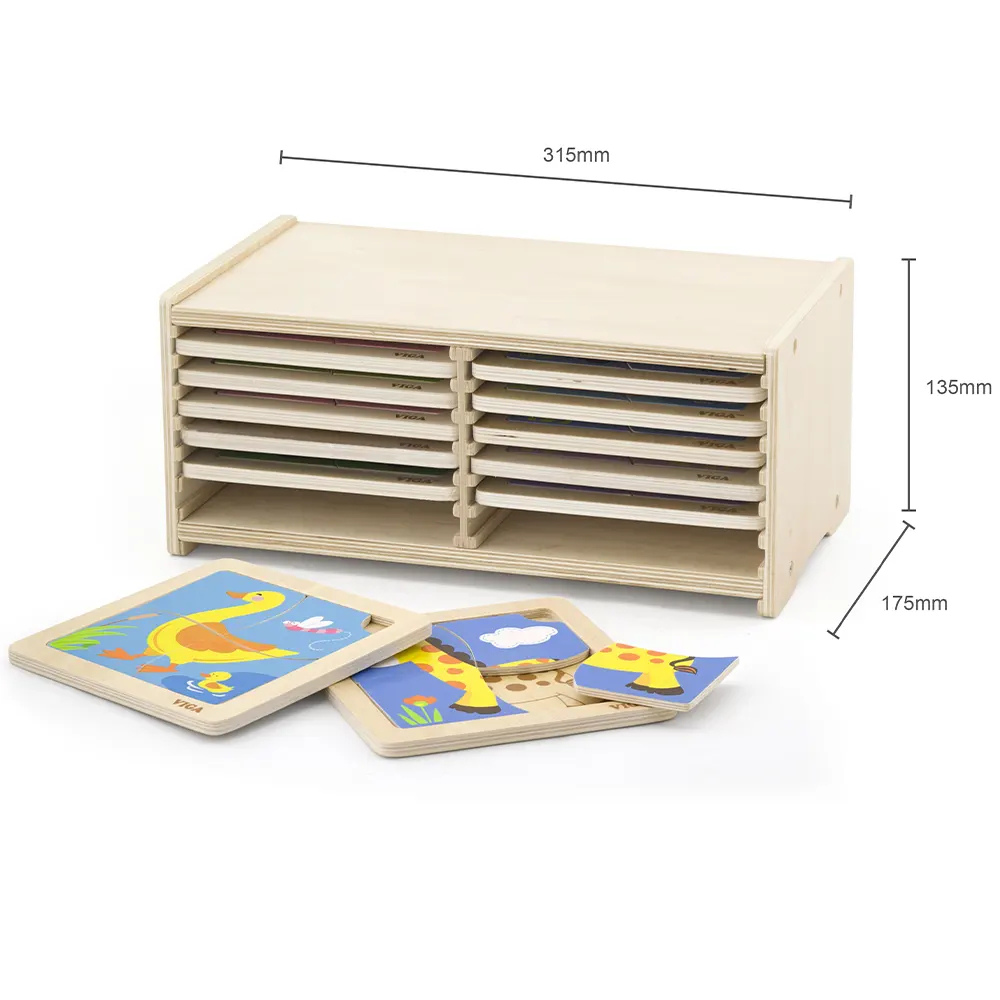 Vue d'ensemble des 12 puzzles éducatifs colorés pour tout-petits