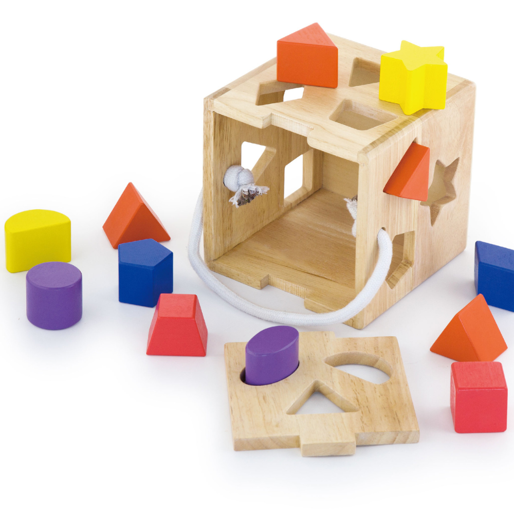 Détail des blocs de formes géométriques en bois pour enfant