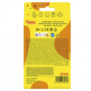 Détail des 6 couleurs de maquillage crème Jovi assorties