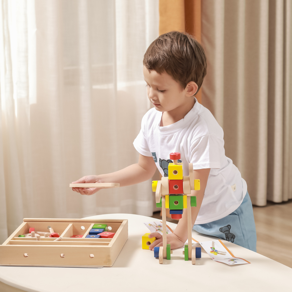 Boîte à Visser en Bois : Jeu Créatif pour Enfants dès 3 Ans