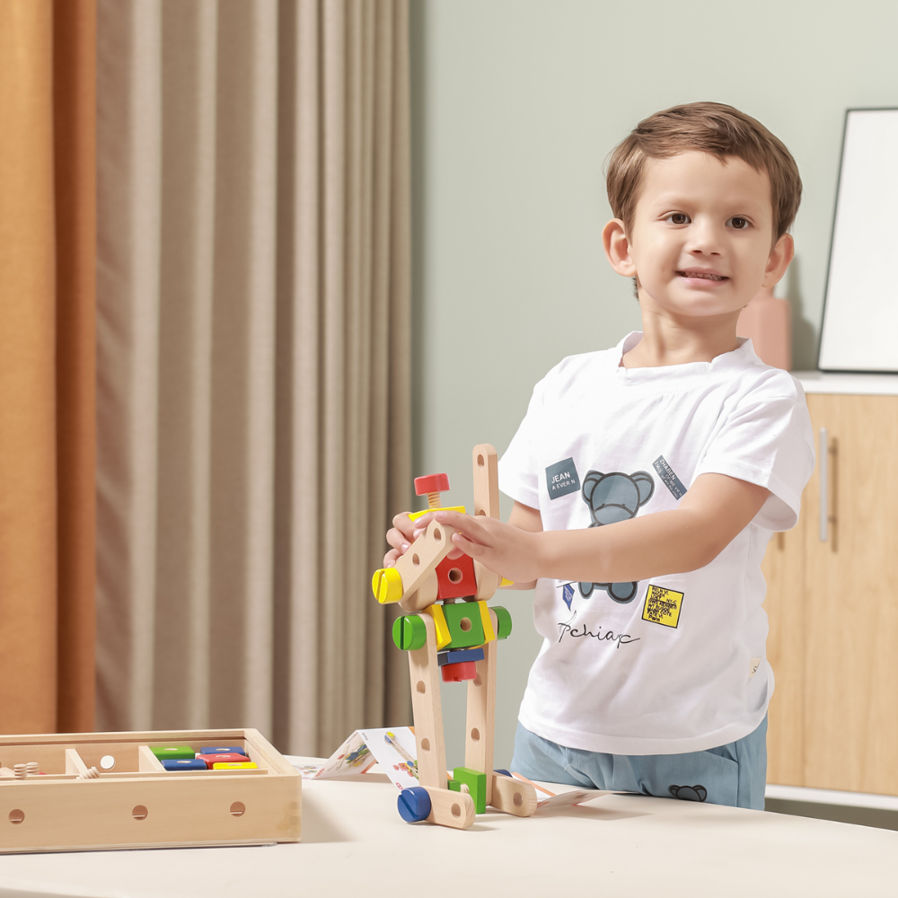 Boîte à Visser en Bois : Jeu Créatif pour Enfants dès 3 Ans
