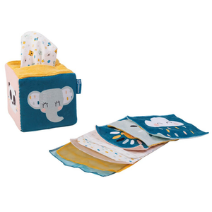 Boîte de mouchoirs sensoriels Eurekakids avec tissus colorés pour bébé
