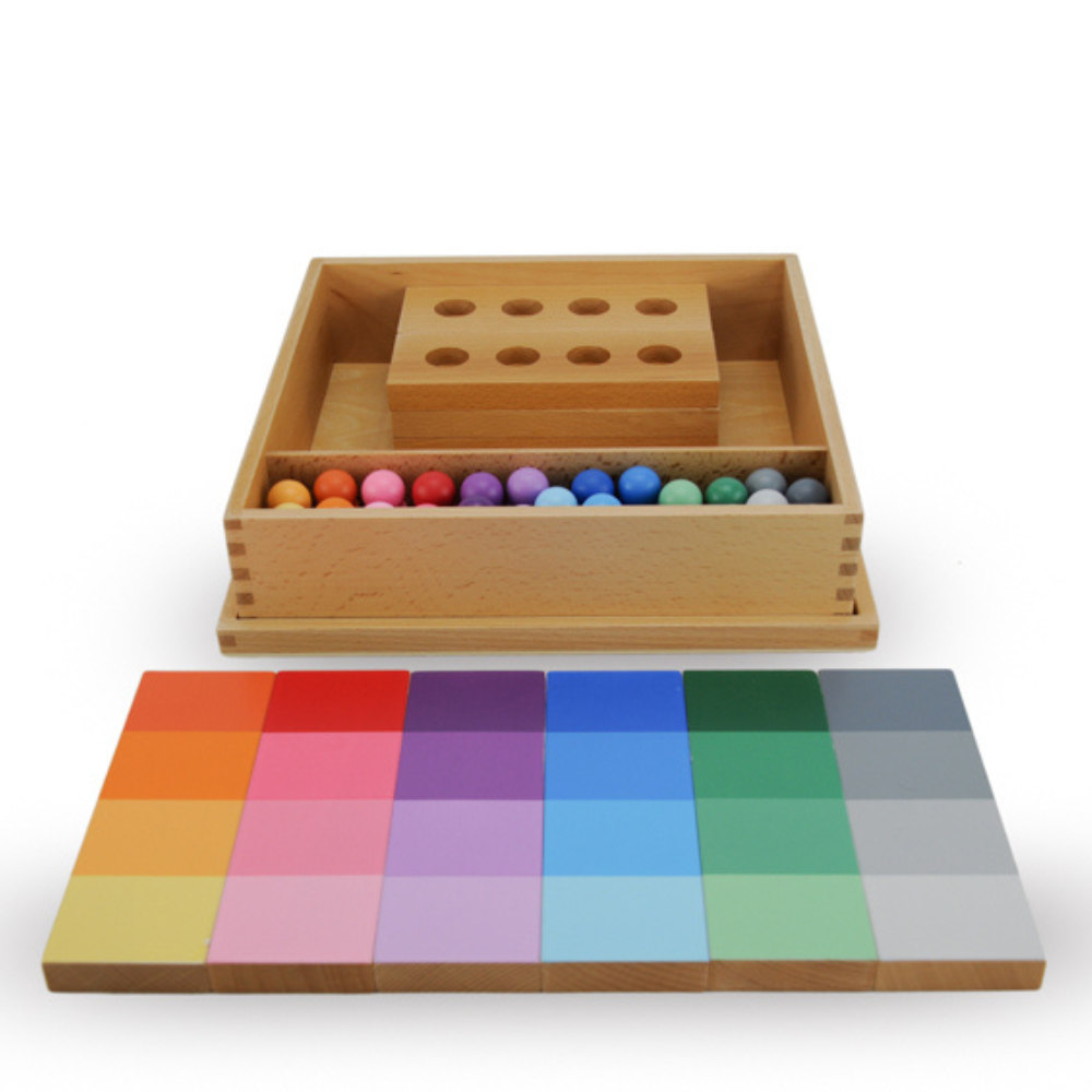 Boîte de tri de dégradés de couleurs Montessori en bois