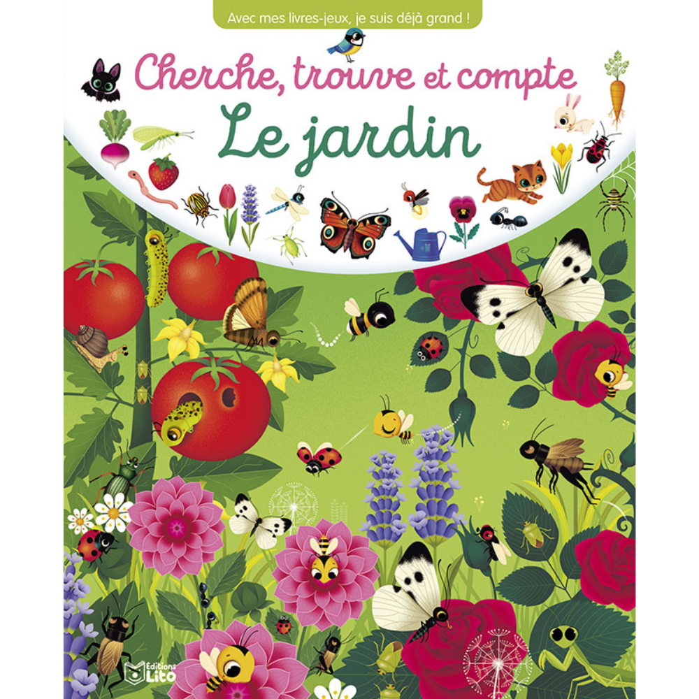 Livre cherche et trouve au jardin pour enfant de 3 ans