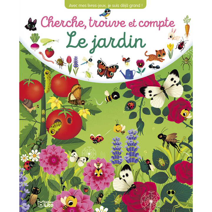 Livre cherche et trouve au jardin pour enfant de 3 ans