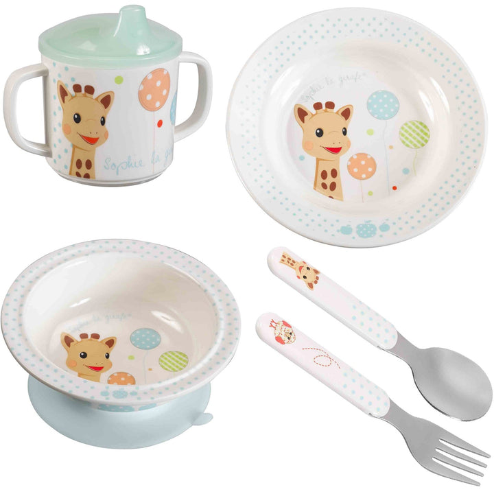Coffret repas complet Sophie la girafe version ballons 5 pièces
