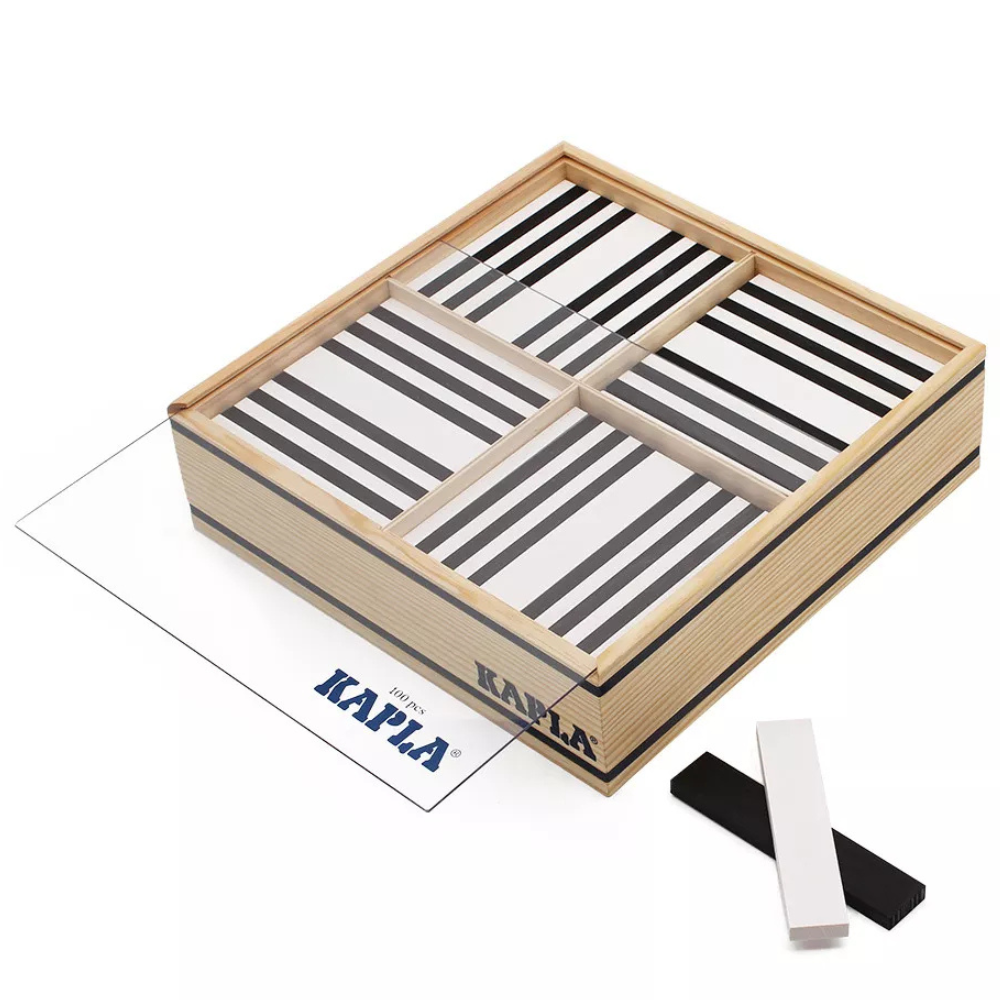 Coffret Kapla Noir & Blanc - 100 Planchettes en Bois Créatives