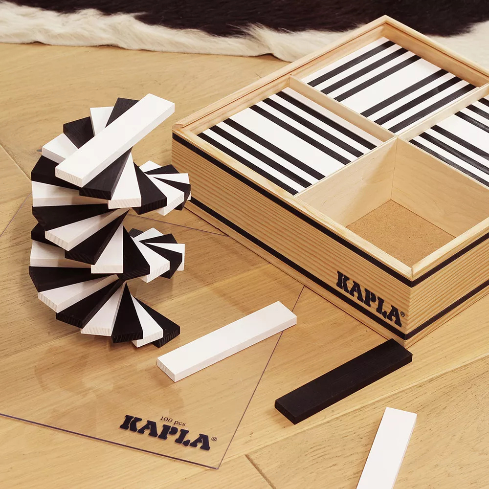Coffret Kapla Noir & Blanc - 100 Planchettes en Bois Créatives