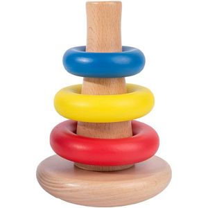 Empileur à bascule 3 anneaux en bois coloré pour bébé