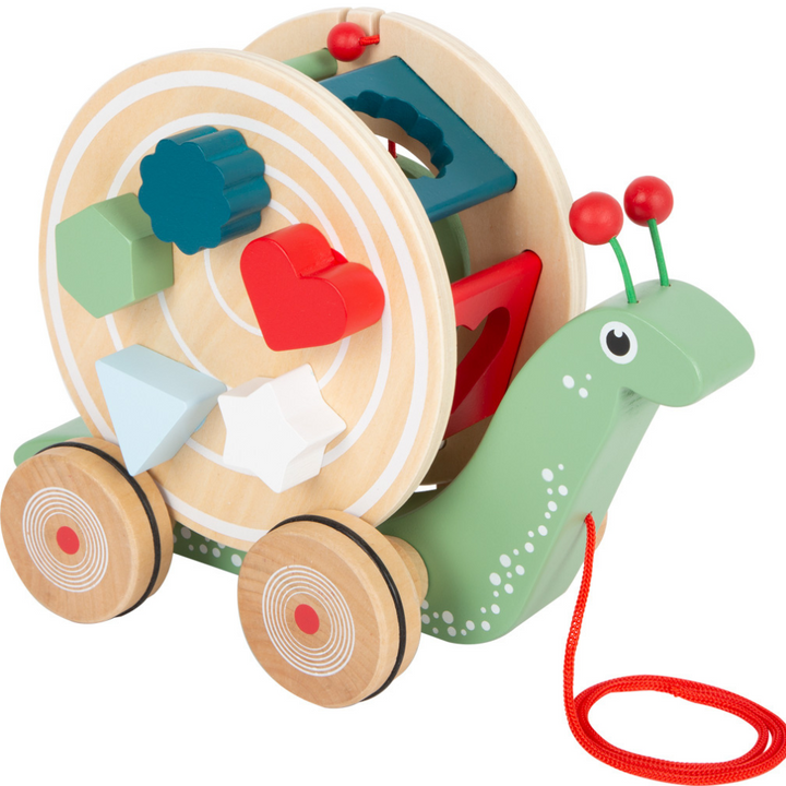 Escargot à tirer en bois Small Foot avec formes à encastrer