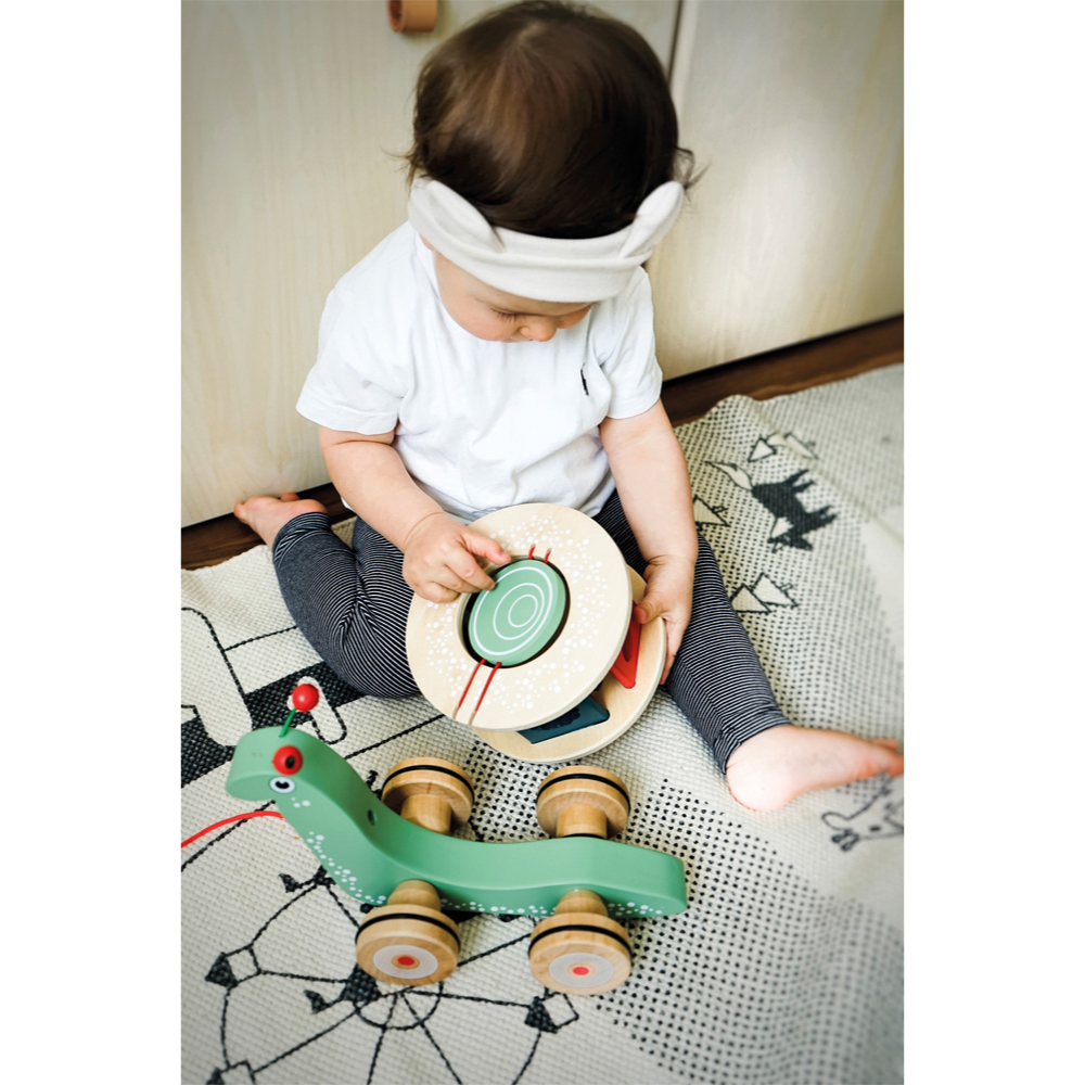Escargot à Tirer en Bois 2-en-1: Jeu d'Encastrement et Motricité