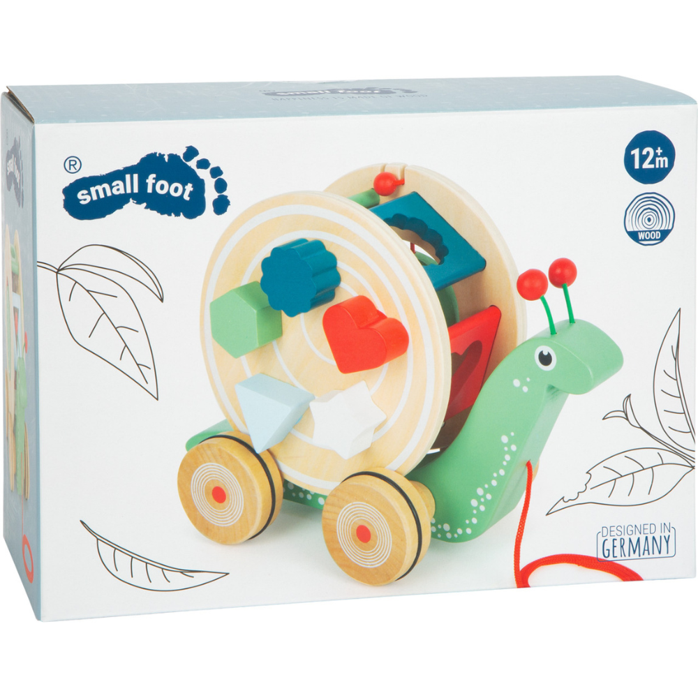 Escargot à Tirer en Bois 2-en-1: Jeu d'Encastrement et Motricité