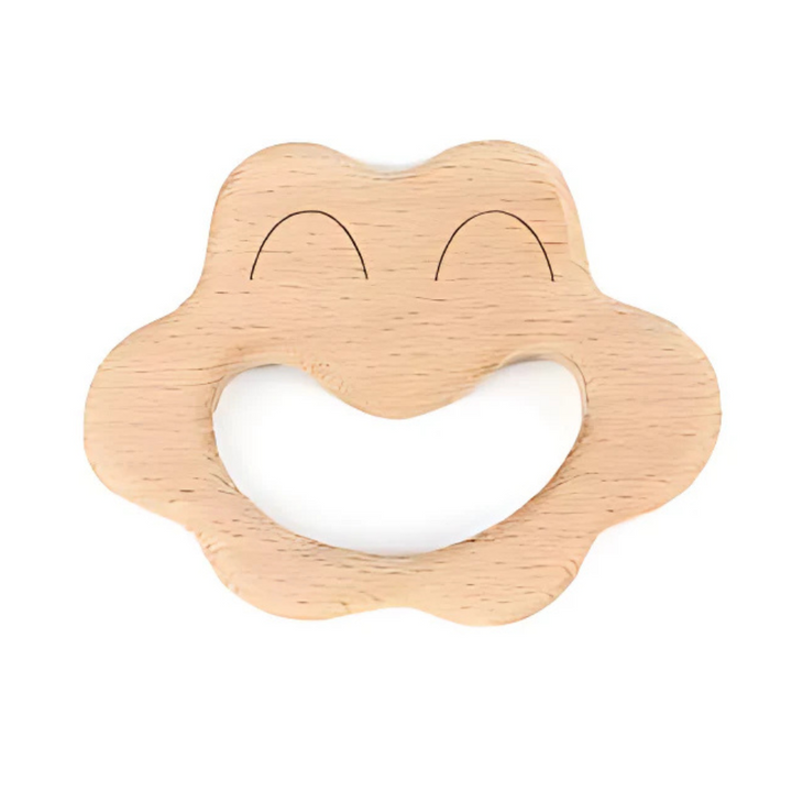 Hochet en bois de hêtre en forme de smiley souriant pour bébé éveil Montessori