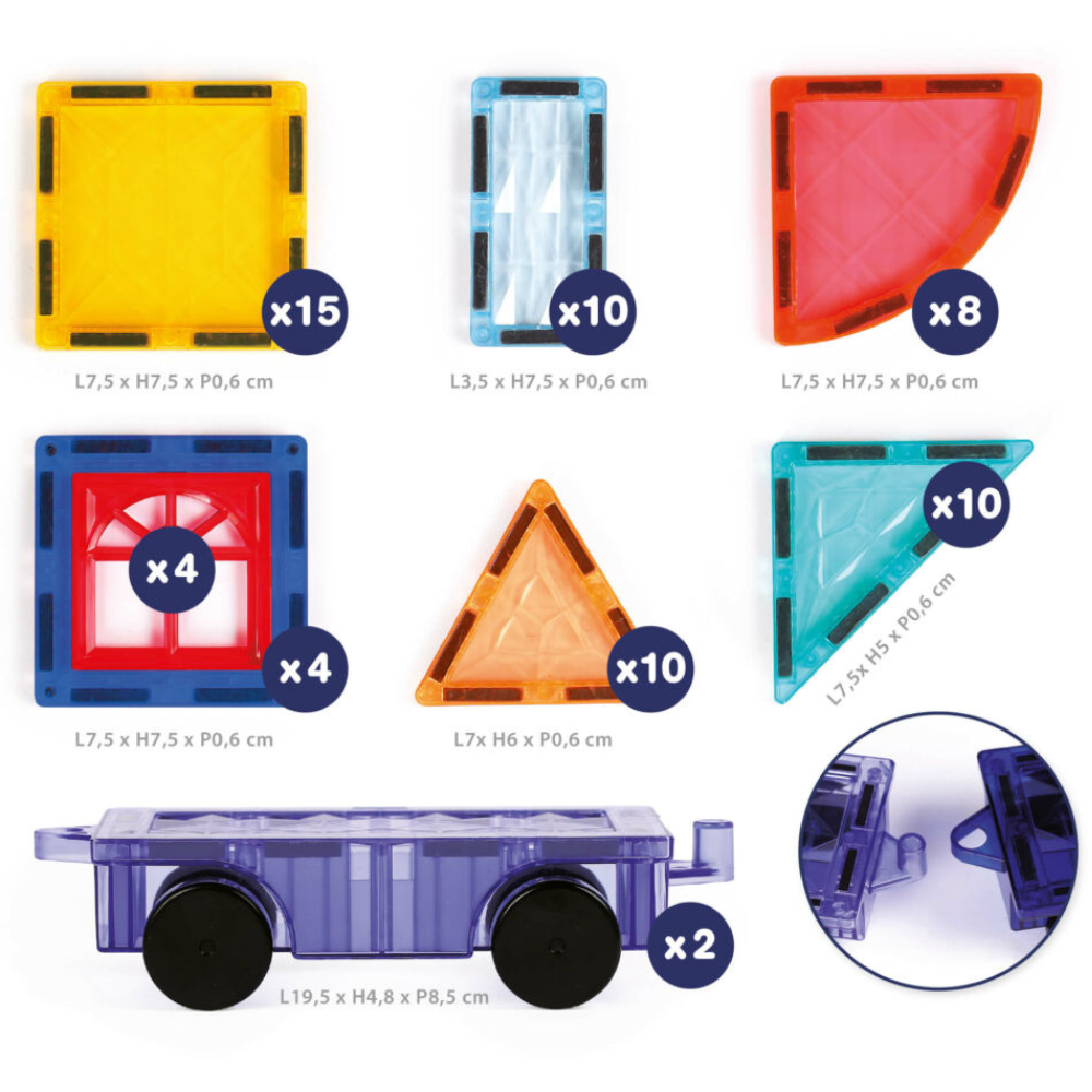 Jeu Construction Magnétique Véhicules 63 Pièces - Créativité Dès 3 Ans