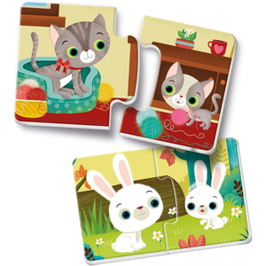 Détail des pièces de puzzle autocorrectives animaux et bébés animaux