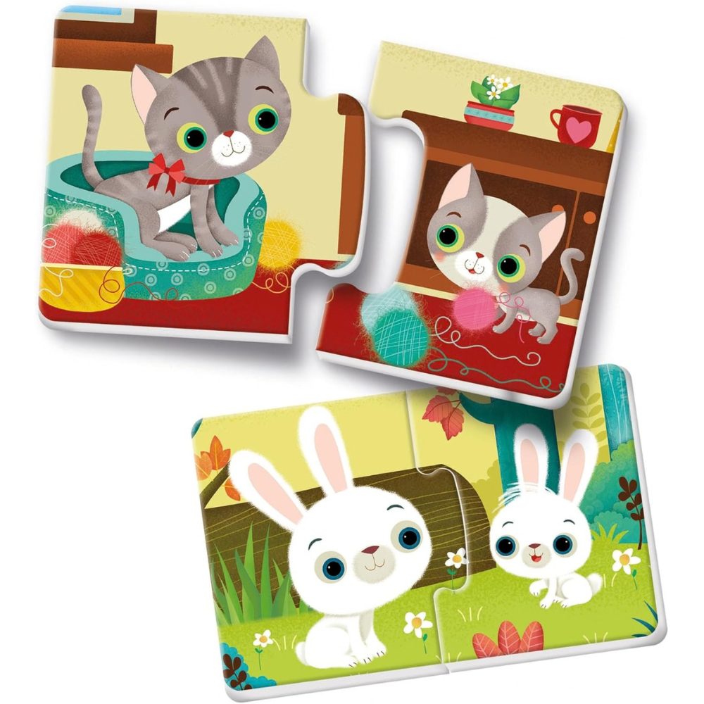 Détail des pièces de puzzle autocorrectives animaux et bébés animaux