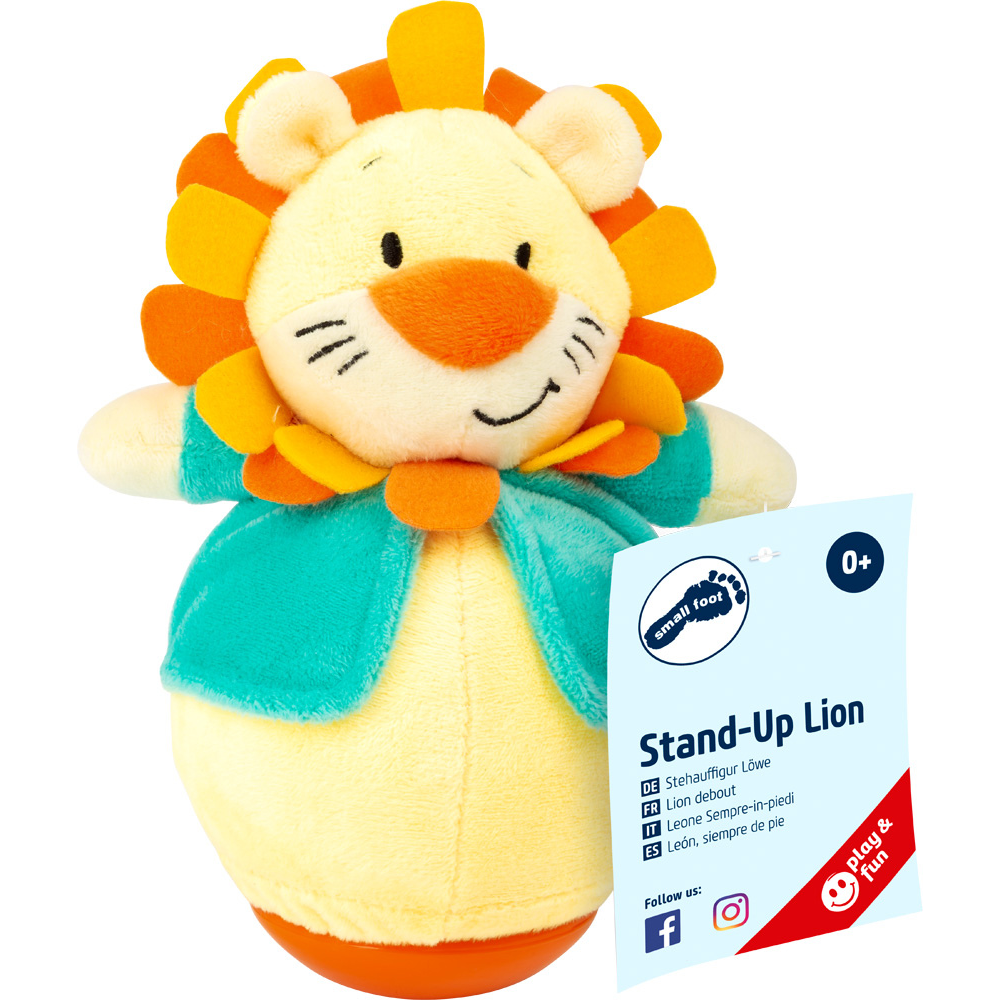 Lion Culbuto en Peluche Douce | Jouet d'Éveil Sensoriel Bébé